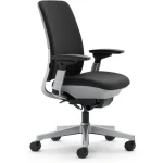 Black platinum base ergonomic work chair